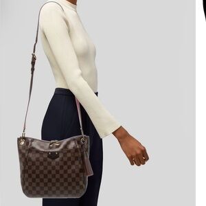 Louis Vuitton South Bank Besace Damier Ebene Crossbody Bag + Matching Wallet